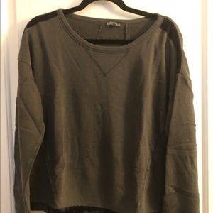 Grey sweater with velvet trim